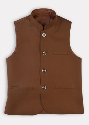 boys waistcoat - Brown - 004