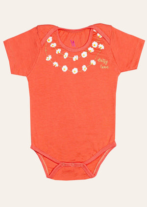 Peach Necklace Print Short Sleeve BodySuit