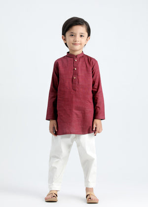 Wine Soft Cotton Kurta Trouser - 2PC - Kids