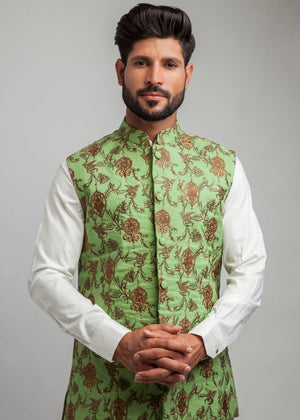 Mint all embroidered waistcoat