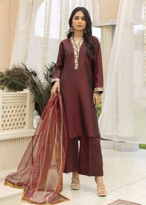 Maroon Two Tone Silk Suit