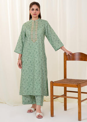 Green Printed Cambric Suit