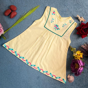Yellow embroided  frock