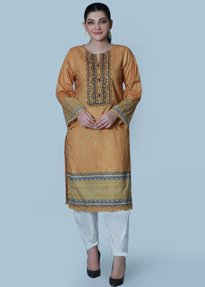 Ochre Glam Printed Lawn Shirt