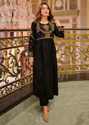 BLACK EMBROIDERED FROCK DRESS (CC 641)