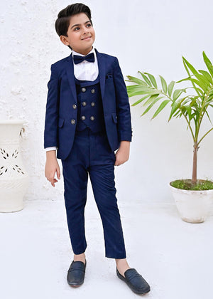 5pcs Blue suit (Coat+Waistcoat+Pant+Shirt+Bow) - CPS 002
