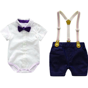 Blue bow formal Romper cloth suit gentleman