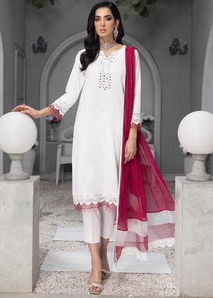 Merakish - Daisy White Jacquard Unstitched 3Pc Suit