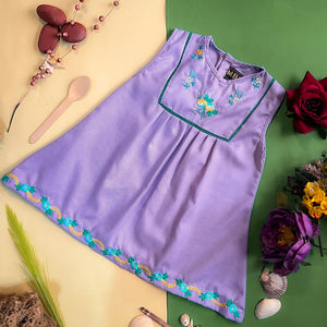 Purple Embroided Frock