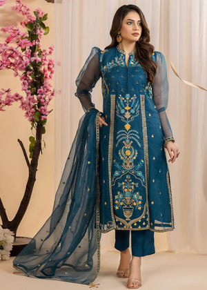 Embroidered Organza Suit - 4019