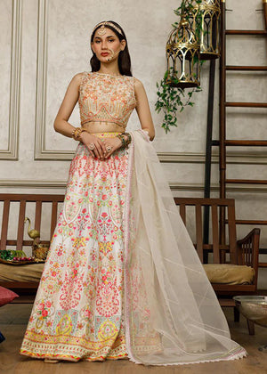 Embroidered Blouse With Printed Lehenga - 8579