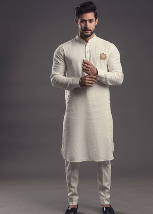 White Embroided Bunch Kurta Pajama