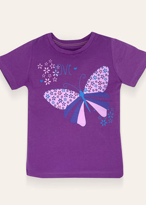 Girls Butterfly Print T-Shirt