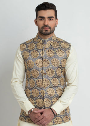 Grey/Silver all embroidered waistcoat