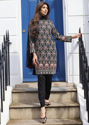 3 PIECE EMBROIDERED CHIFFON SUIT 3PS2305