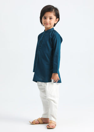 French Blue Soft Cotton Kurta Trouser - 2PC - Kids