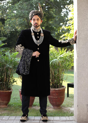 Groom Black Royal Sherwani OC-38