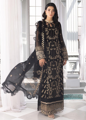 Jade Black – Embroidered Chiffon Unstitched 3Pc Suit