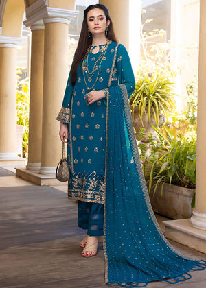 Peacock – Merakish Embroidered Chiffon Unstitched 3Pc Suit