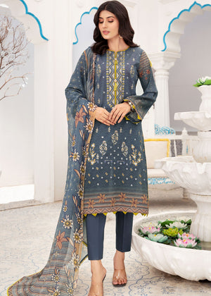 U-20 : Unstitched Emb & Printed Lawn 3pc