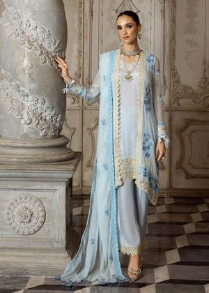 Merakish - Baby Blue - embroidered chiffon unstitched 3Pc Suit