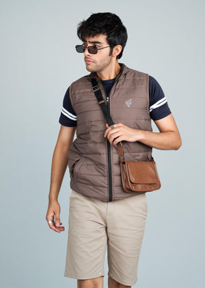 Signo brown insulated puffer gilet