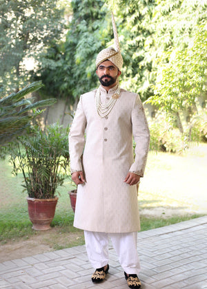 Groom Light Greyish Brown Sherwani OC-35