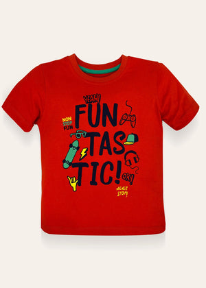 Boys Coral Red FUNTASTIC T-Shirt