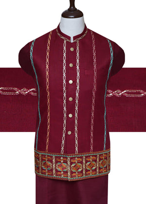 Maroon Gold Waist Coat OC-21