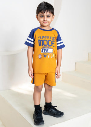Super Fun Mode Orange Nicker Shirt Set - Kids Wear
