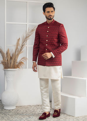 ER PC 2058 Delighted Maroon Prince Coat FOr Men