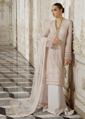 Merakish - Ivory - embroidered chiffon unstitched 3Pc Suit