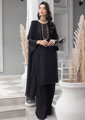 Merakish - Metal Black Jacquard Unstitched 3Pc Suit