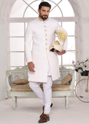 royal white sherwani