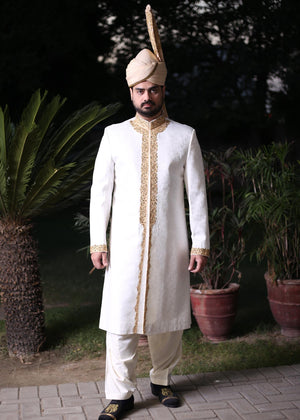 Groom White Sherwani OC-37