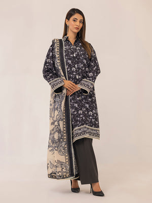 3pc Unstitched - Silk Lawn Printed Suit With Textured Lawn Digital Printed Dupatta