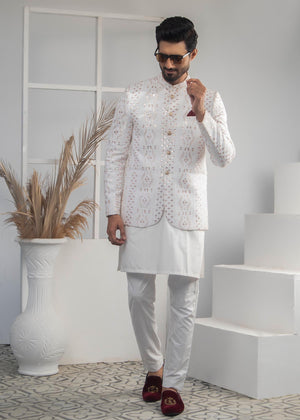 ER 2057 Elegant White Prince Coat For Men