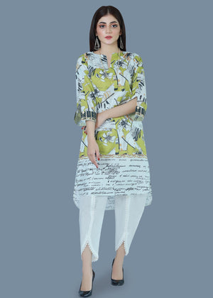 Speckle Lime Printed Lawn Shirt