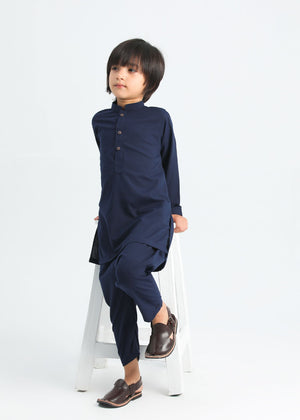 Navy Blue Kurta Trouser - Kids