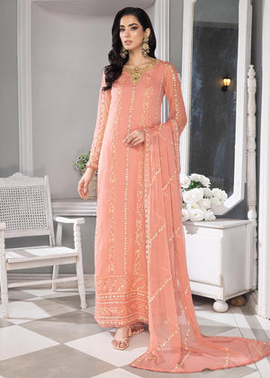 Crayola Peach – Embroidered Chiffon Unstitched 3Pc Suit