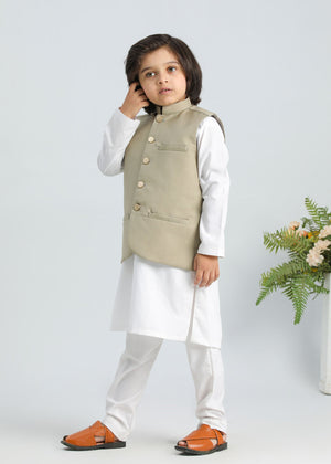 Beige on White - 3PC Set - Kids