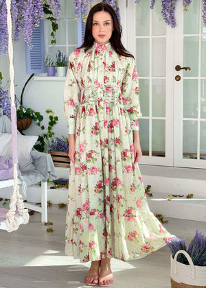 Rococo Pastel Green Floral Dress