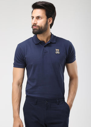 Embroidered Polo Shirt-Blue