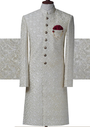 Off White Groom Sherwani OC-08