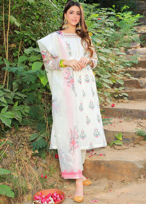 Embroidered Cotton Lawn Suit-2599