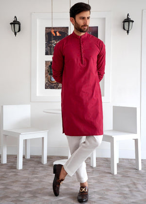 EMBROIDERED-RICH MAROON KURTA PAJAMA