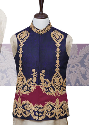 Groom Purple Maroon Waist Coat OC-16