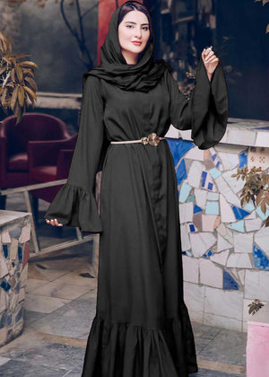 Pleated Maxi Abbaya (Black)