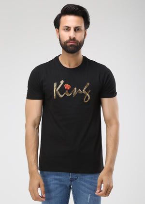 Embroidered T-shirt-Black A