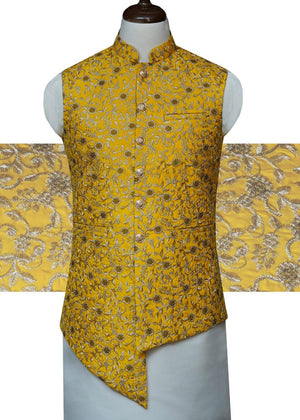 Groom Yellow Gold Waist Coat OC-13